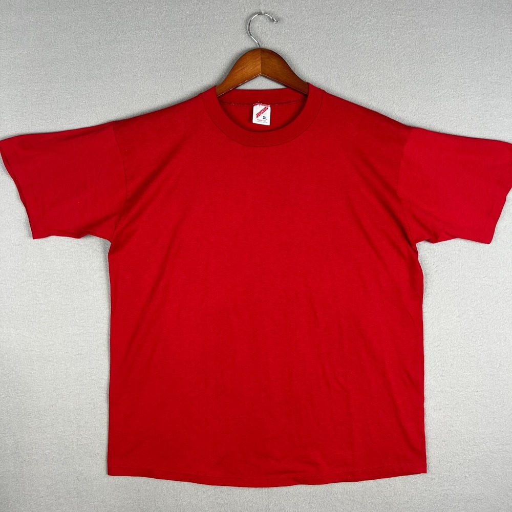 VTG Jerzees Blank T Shirt Fits Medium Red 1990s Crewneck Essential Core‎ USA